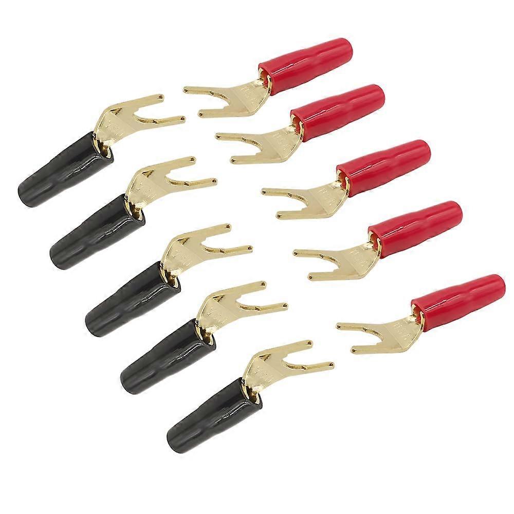5Pairs(10Pcs) U/Y Type Speaker Cable Wire Connector Spade Terminal with Handle Case