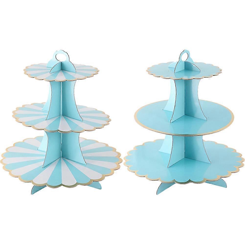 2pcs Decorative Cupcake Stand Cake Holder with Handheld Ring for Parties, Showers & Events   Easy Assembly Display Stand