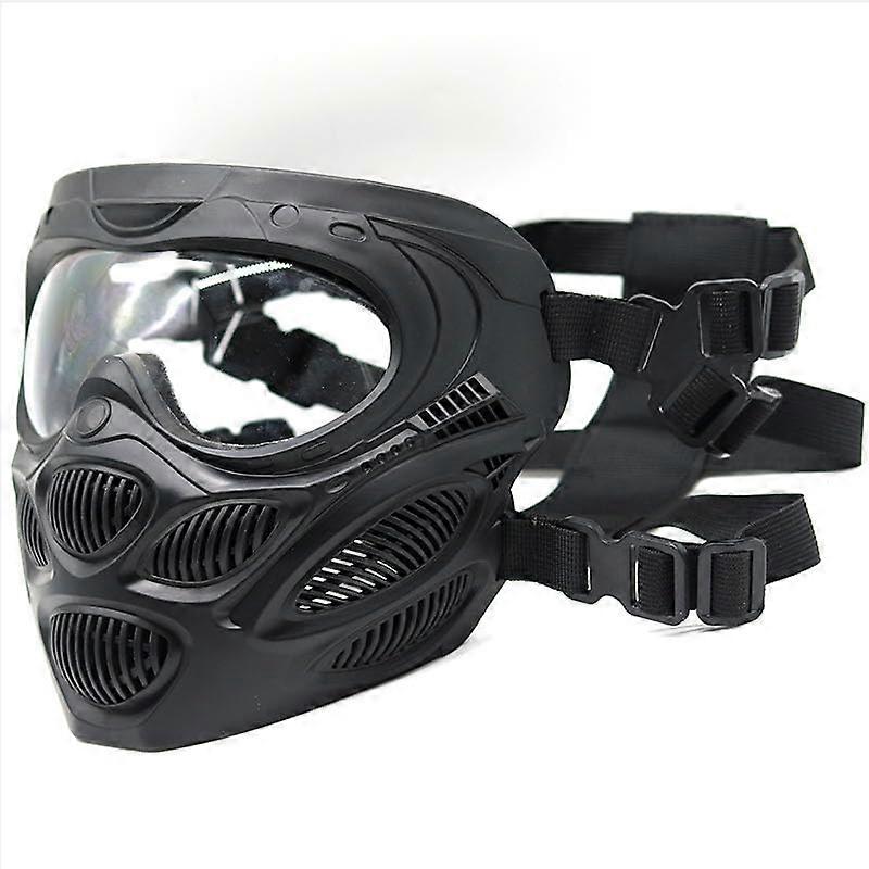 Halloween Airsoft Mask, Tactical Full Face Mask, Ghost Mask, CS Paintball Games, Windproof Protective Glasses for Outdoor Riding/Black/19.5/10/17.5 cm