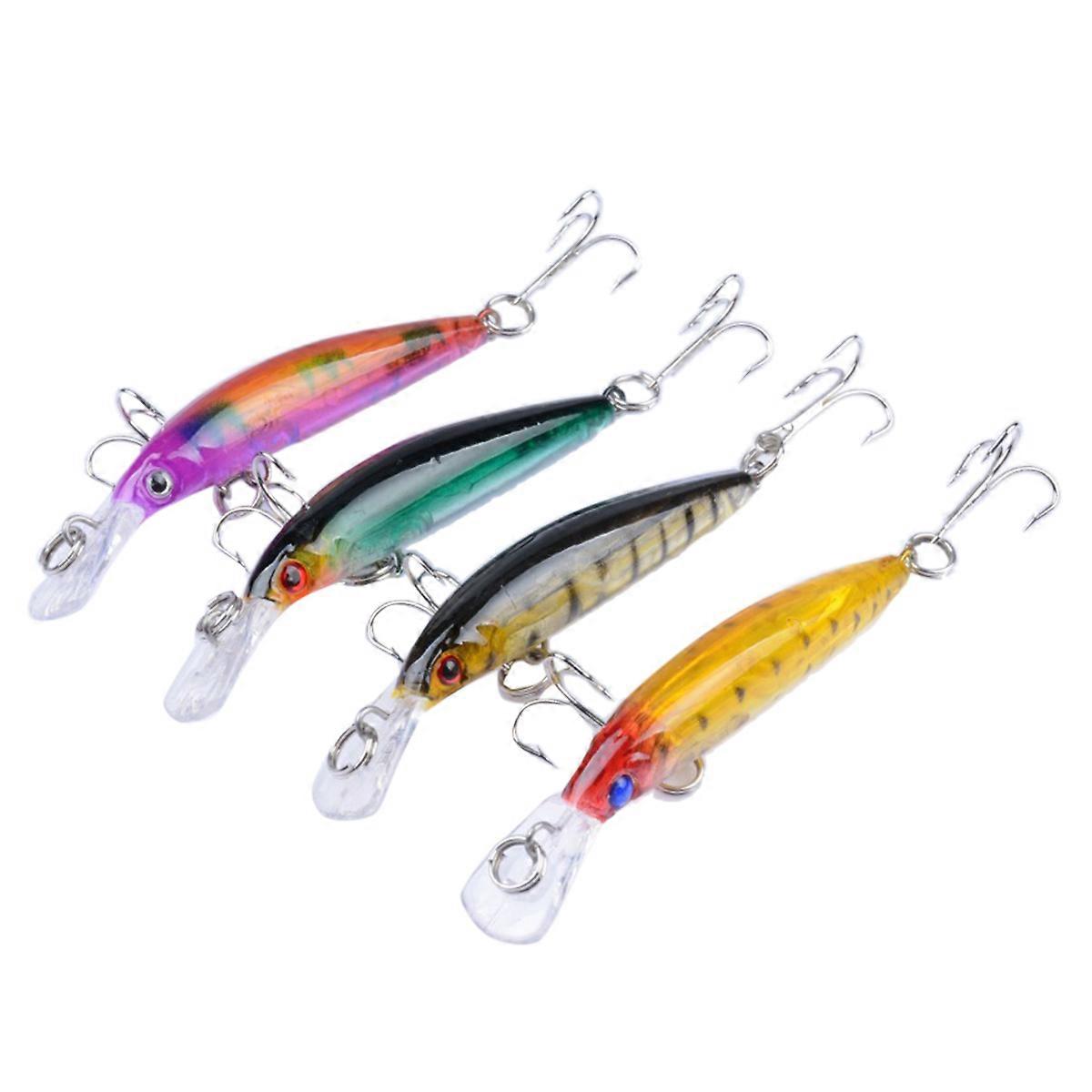 Fishing Lures Fresh Water Floating Hard Bait Set Assorted Color 4Pcs for Saltwater or Freshwater Fishing Enthusiasts