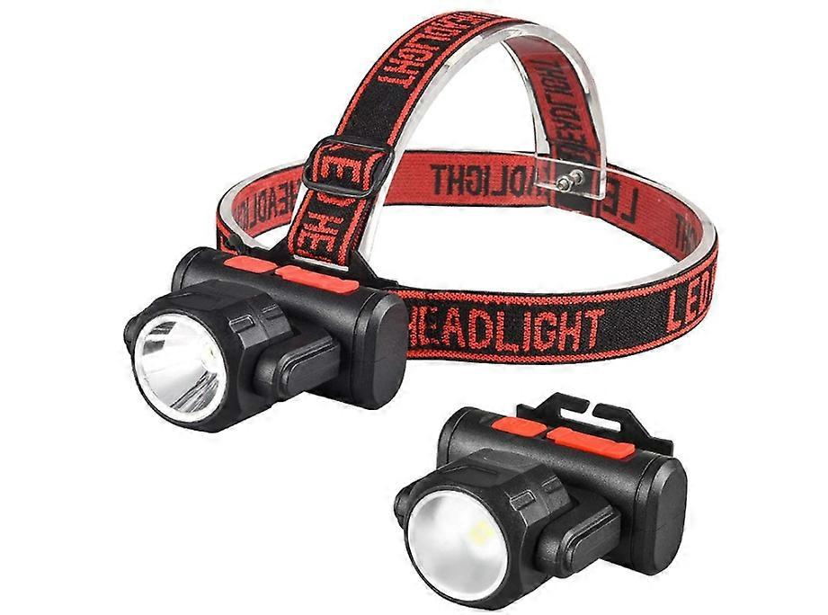 Head Torch Double Switch Headlight Body Motion Sensor Headlight 6 Modes LED White Red Head Light USB Rechargeable Flashlight(Black)