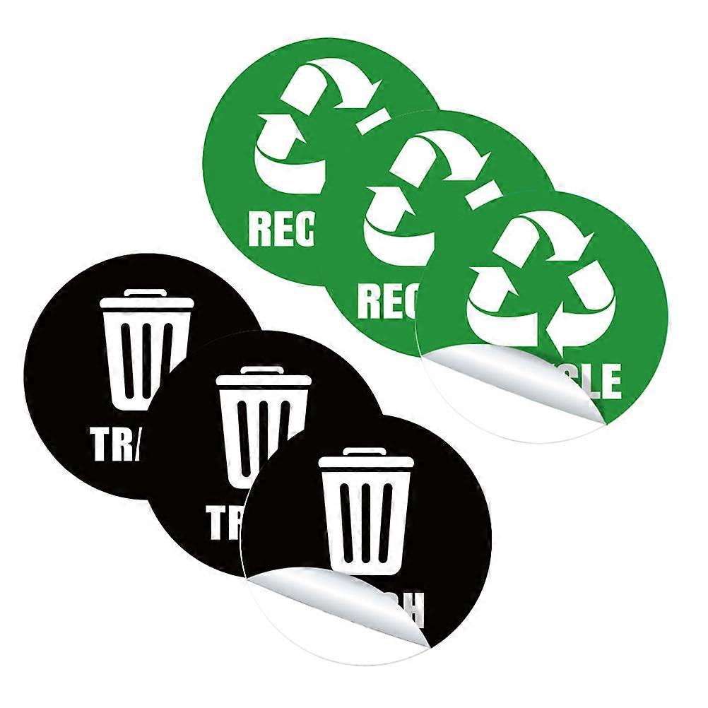 Trash Can Label Waste Bin Sign Garbage Classification Stickers Public Places 12.8X12.8X0.01CM Assorted Color 1 Set of 6 Sheets