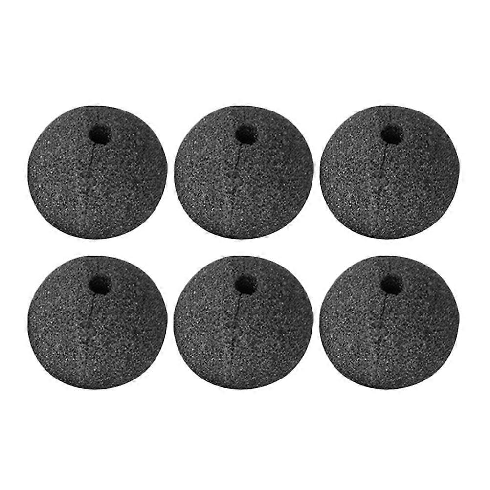 Soft Sponge Black Clown Nose for Halloween Christmas Parties Stage Shows Circus Performances Round Shape 6Pcs