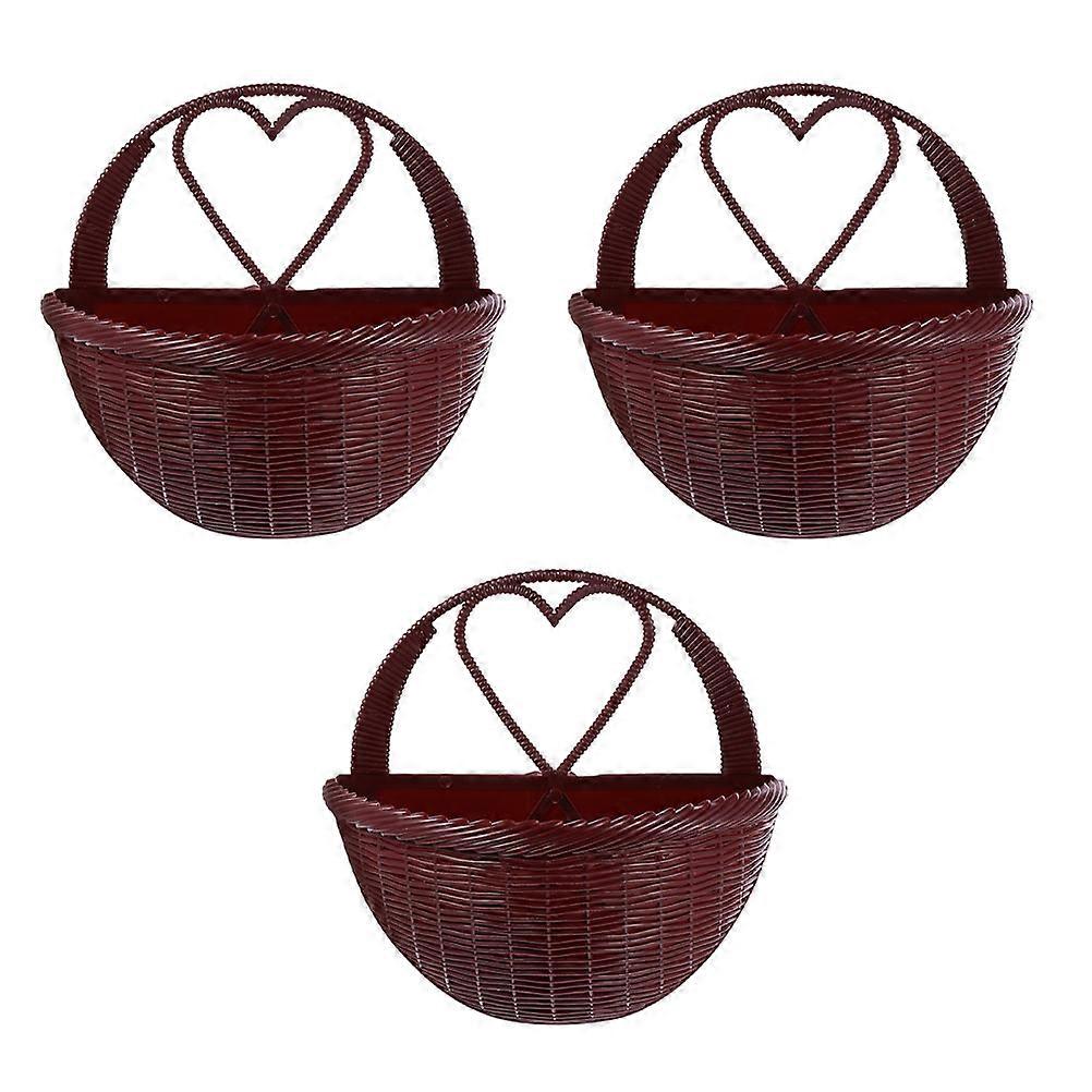 Wall Plastic Basket Simulated Rattan Garden Decor 22X22CM 3Pcs