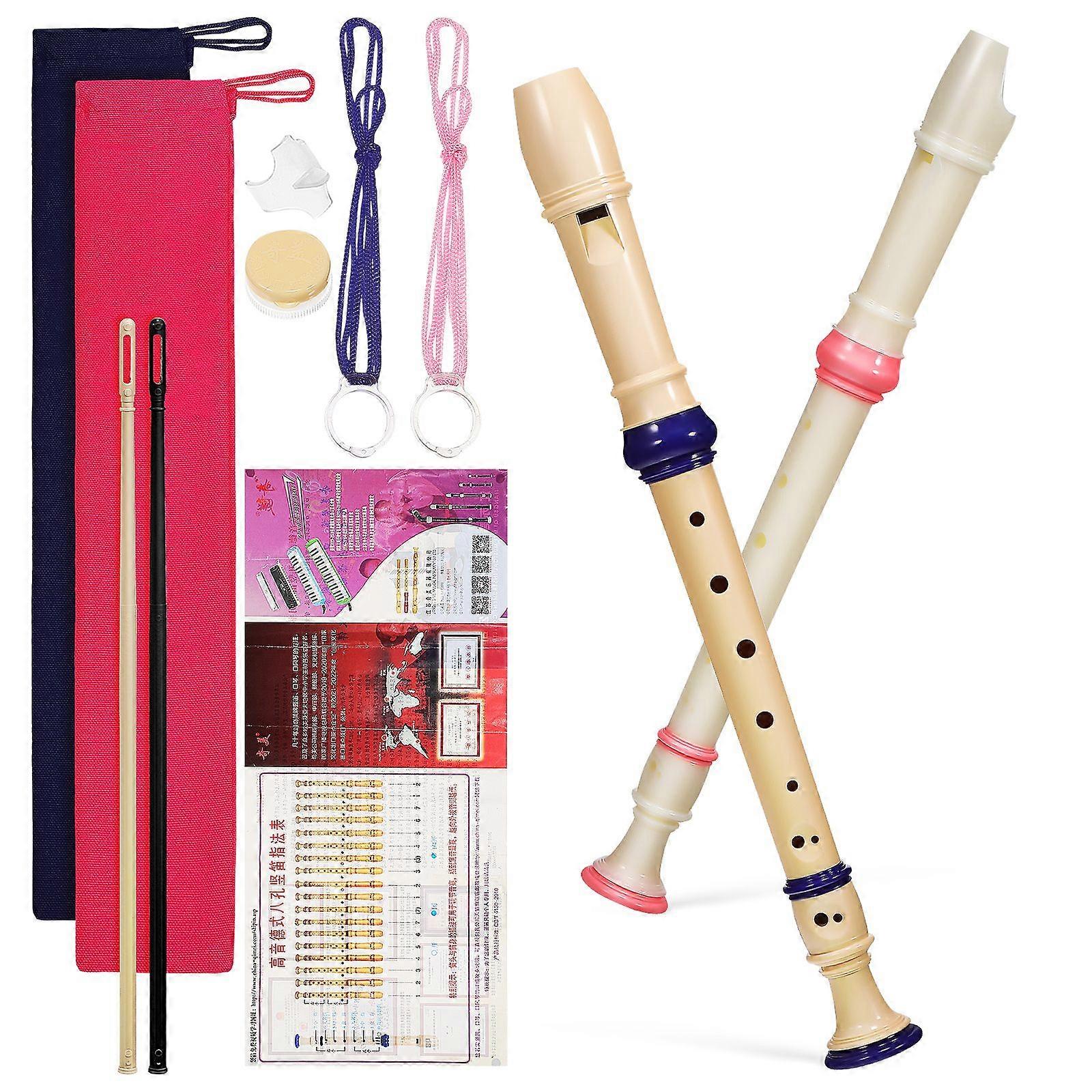 2 Pcs Recorder Flute Soprano Recorder 8 Holes Recorder Musical Instrument For Beginners