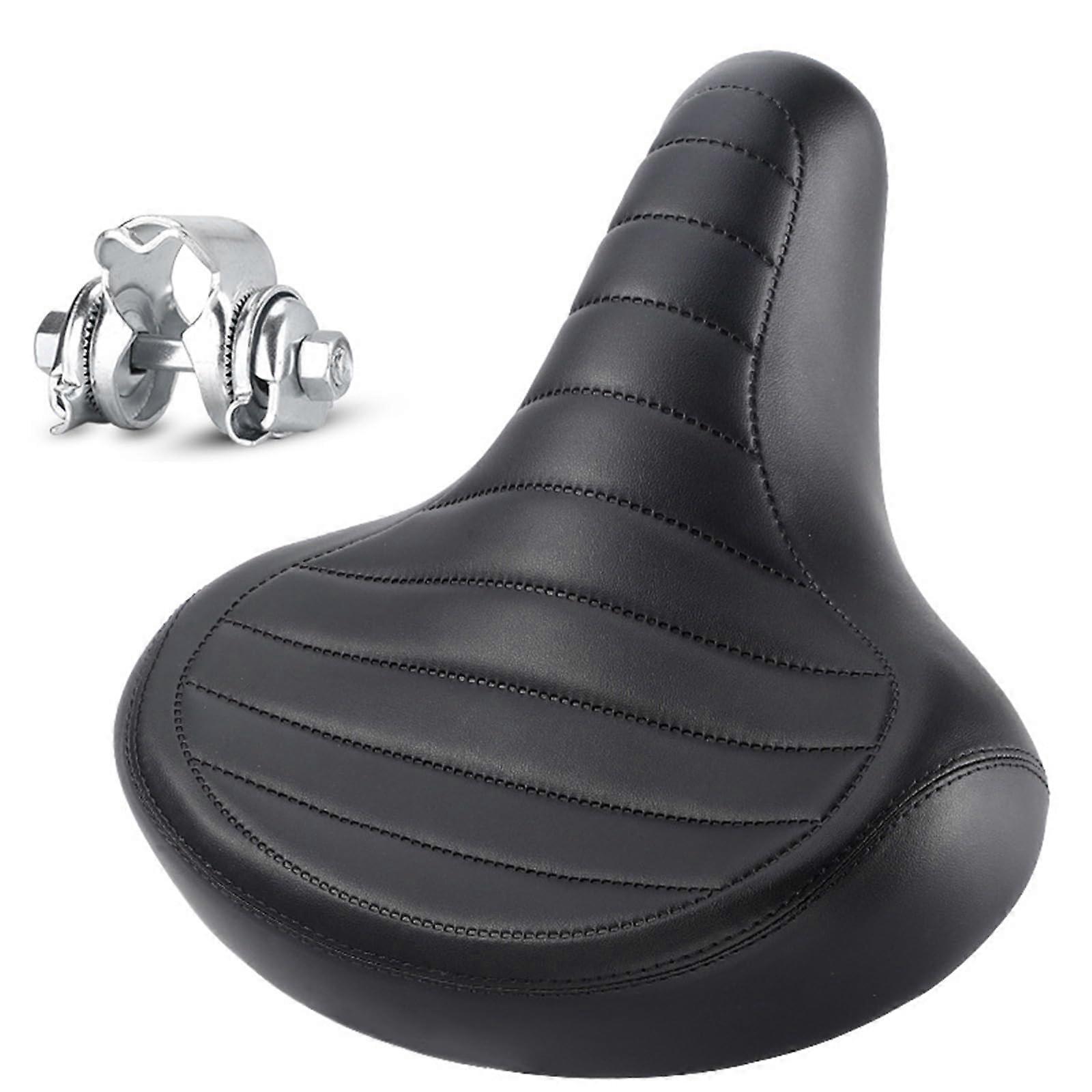 Bicycle saddle made of leather, improved shock absorption, ergonomic design for fitness enthusiasts.