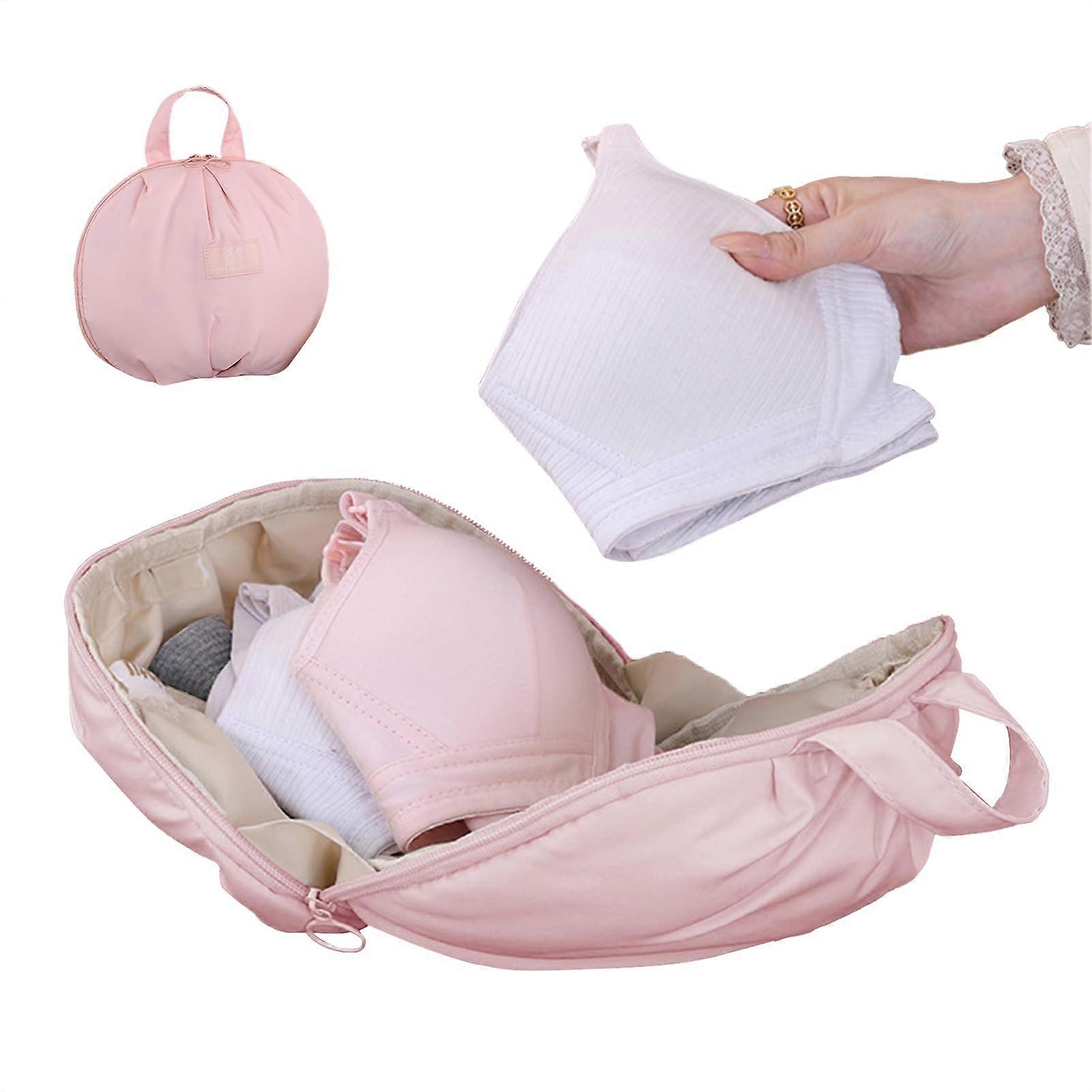 Underwear Packing Cube - Lightweight Travel Laundry Bag with Zipper and Handle, Pink L Size for Home, Business Trips, and School