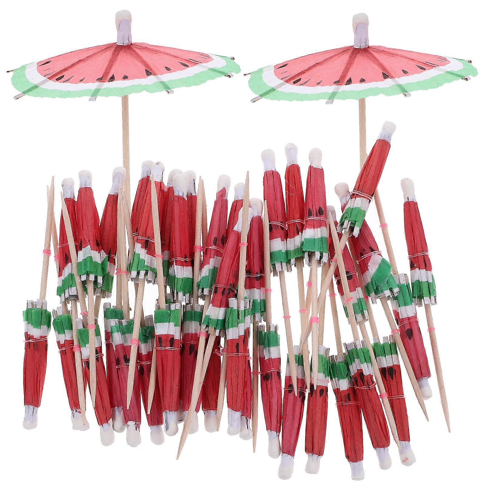 Cocktail Umbrellas Decor for Drinks and Desserts Wooden and Paper 50Pcs