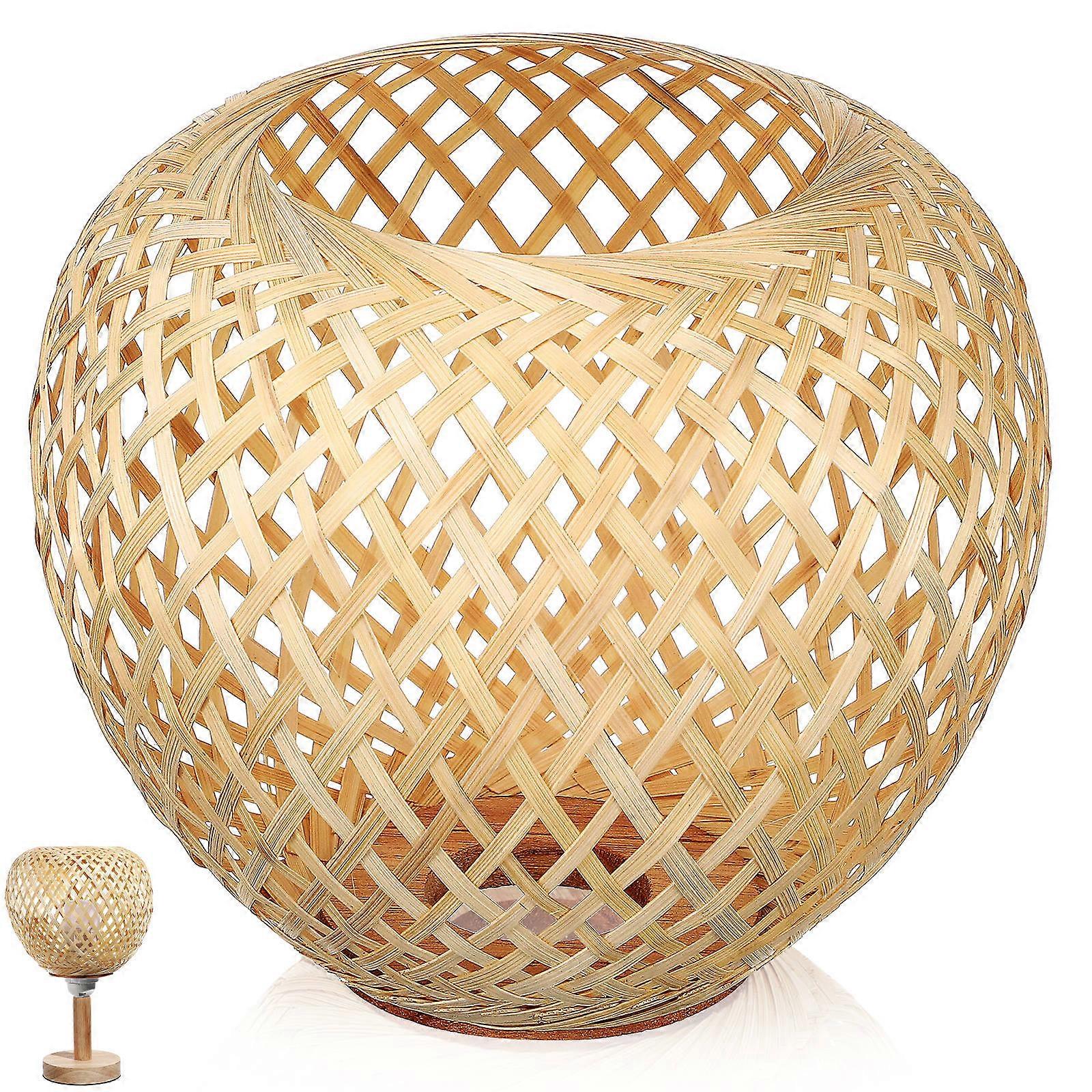 Ceiling Lampshade Beige Bamboo Hanging Lamp Shade Soft Glare-Free Light for Home Use