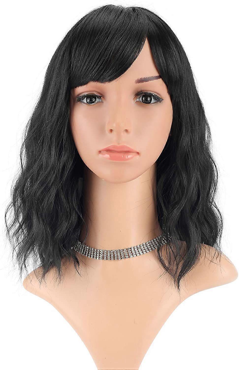 Peluca ondulada negra