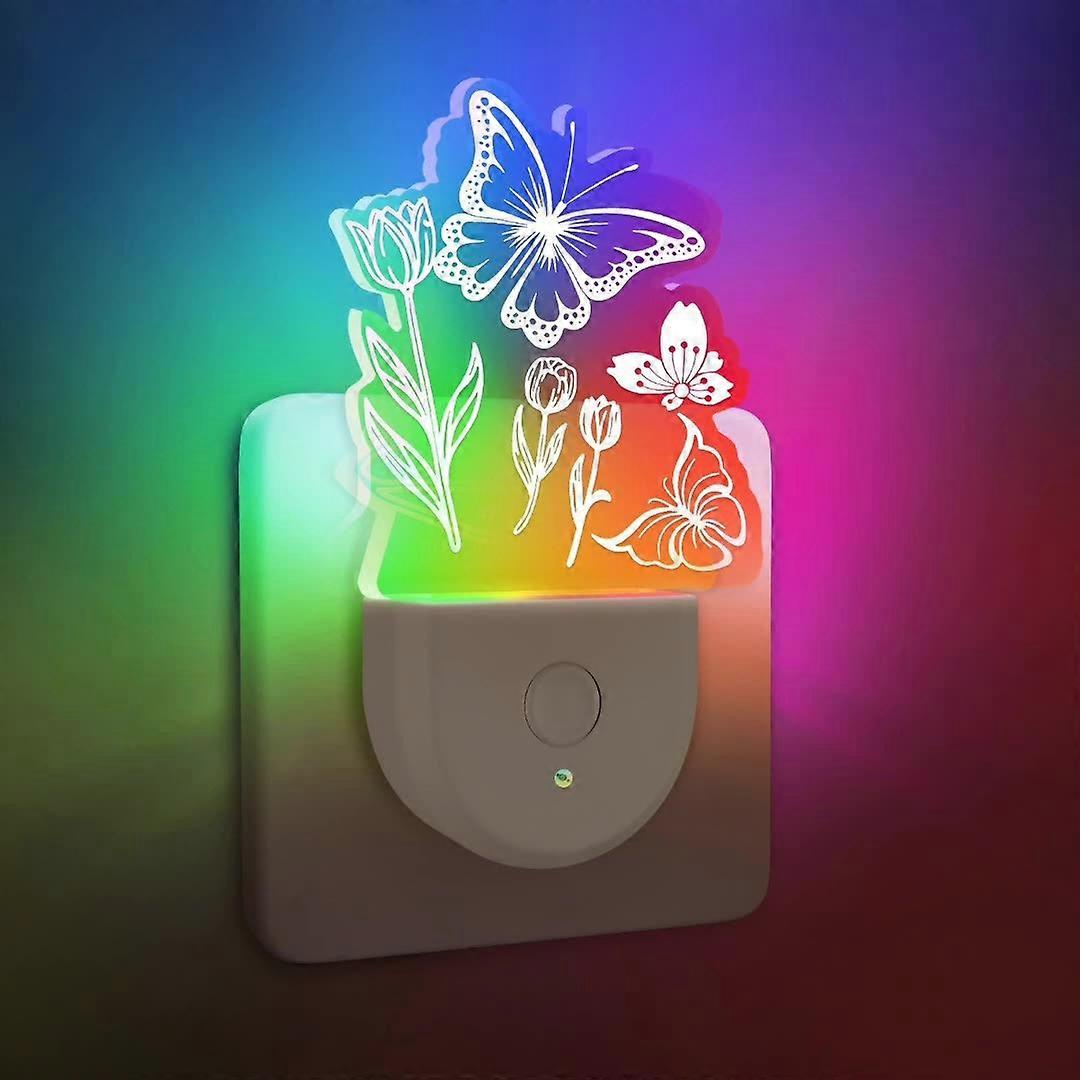 Veilleuse LED ambiante colorée Auto On Off Light Sensor Socket Lamp, prise EU