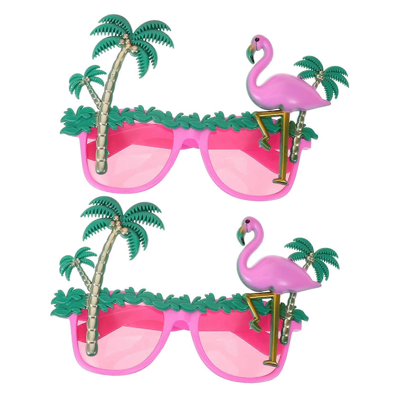 Flamingo Sunglasses 2-Pack Funny Hawaii Party Glasses With Coconut Tree Design For Beach And Pool Party Photo Props
