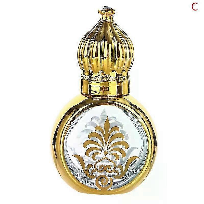10ml Mini Essential Oil Roller Bottle in Gold Crown Design, Portable Travel Glass Bottle for Fragrance, Electroplated Carve Empty Container