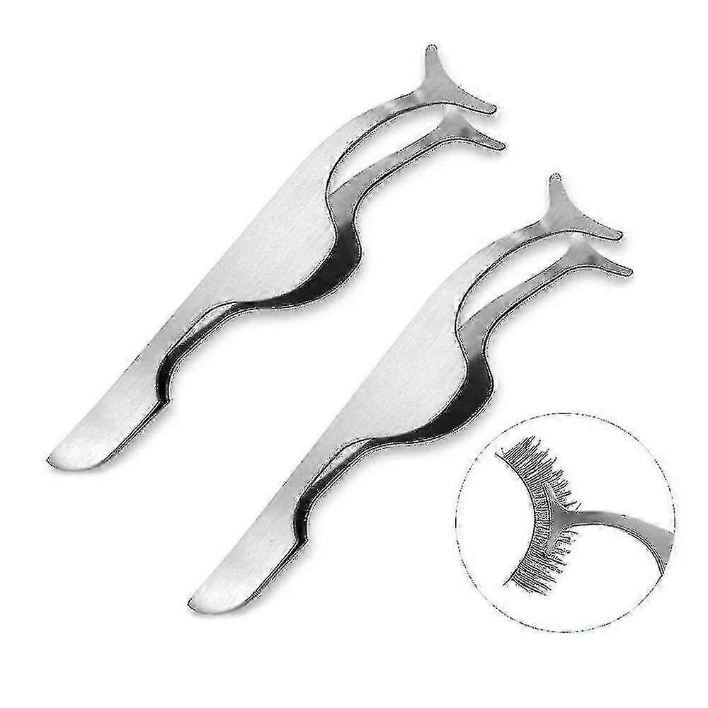 2er-Pack Falsche Wimpernverlängerung Applikator Edelstahl Make-up Entferner Clip Pinzette Werkzeuge