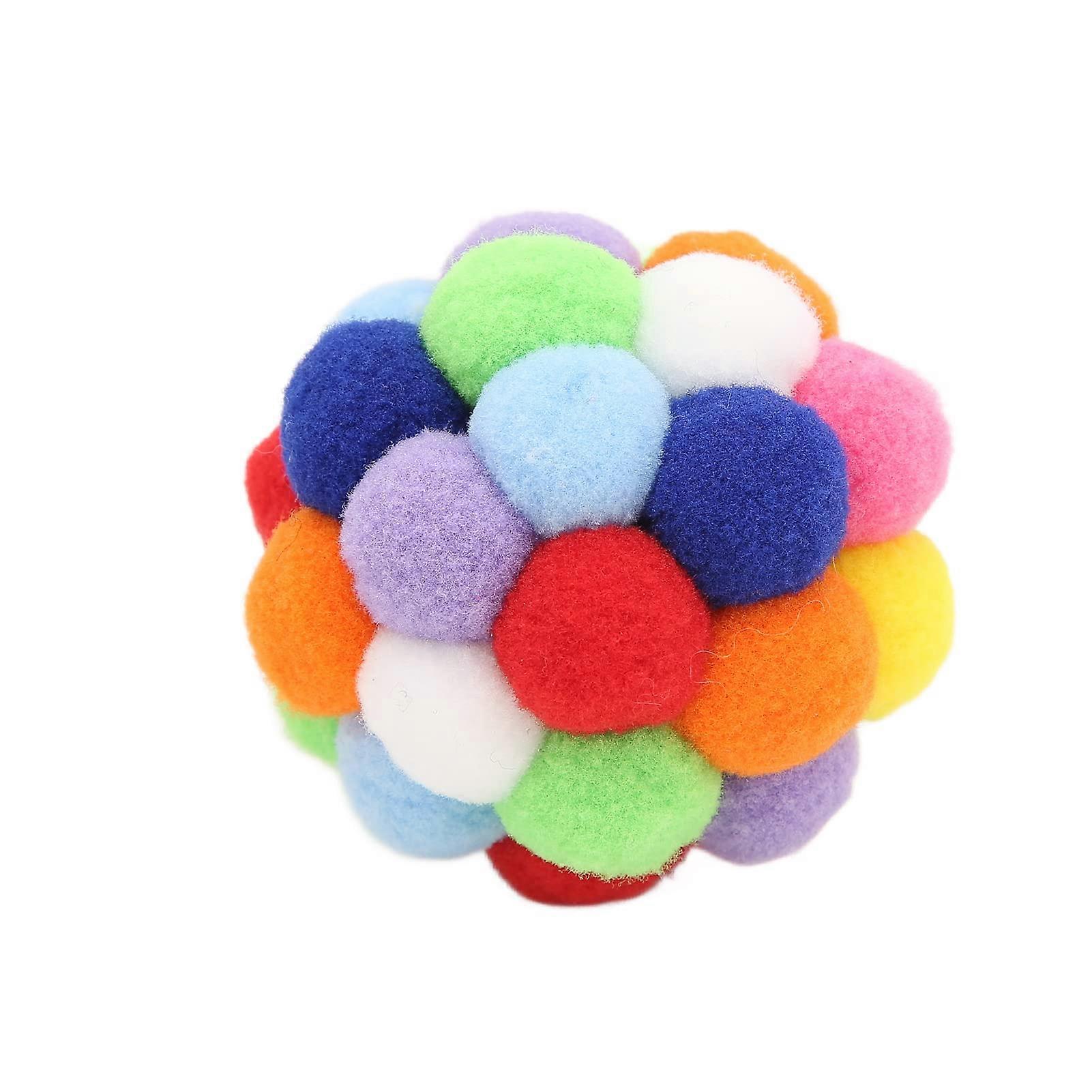 Cat Pompom Ball Toy with Bells and Catnip for Kittens and Adult Cats, Interactive Pet Playtime Accessory