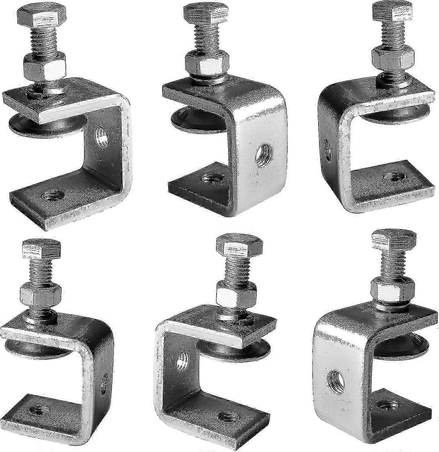 6pcs 304 pinces C robustes en acier inoxydable, pinces à bois, pinces tigre à large ouverture de mâchoire, pinces de fixation