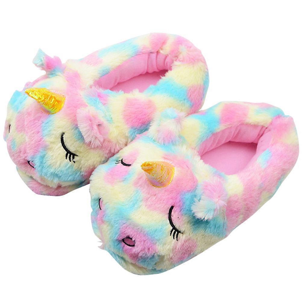 Colorful Slippers Couples Unicorn Shape Warm Anti-Slip Home Use 26x12cm 1Pair