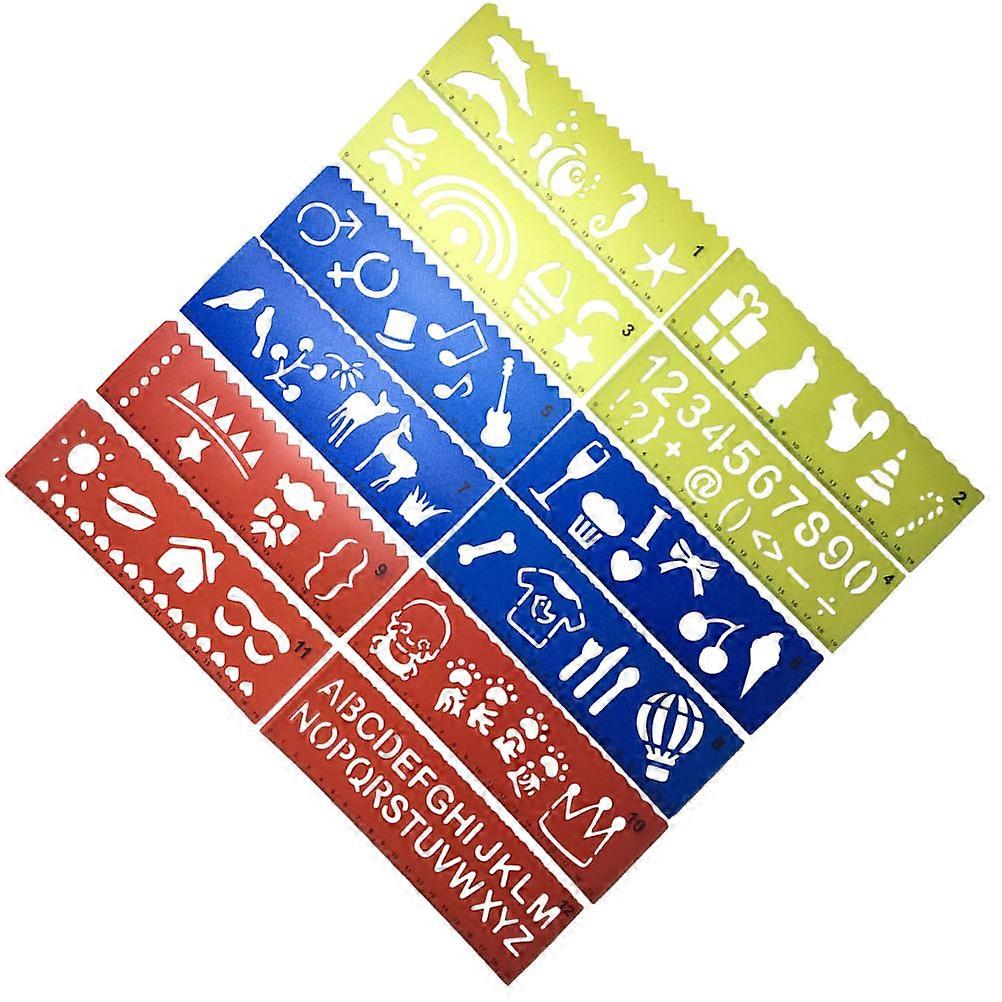 Painting Stencils Plastic For Artists present Making Hollow 19x6x0.02cm Reusable 12Pcs