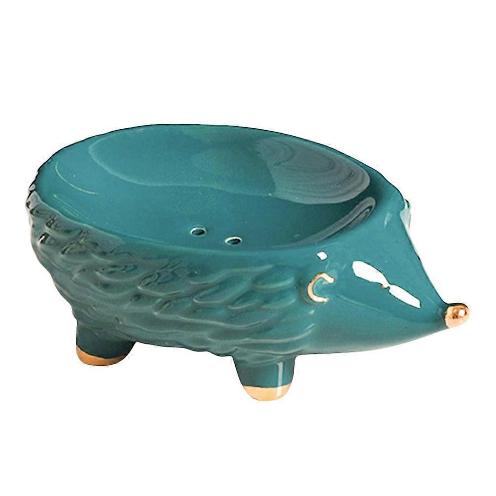 Ceramic Soap Holder Self Draining Hedgehog Shape Home Decoration Ceramic 15x9cm 1Pack