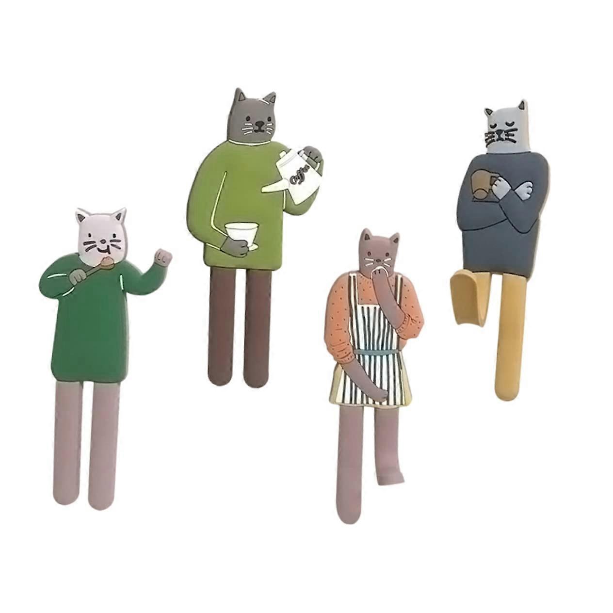 Cat Refrigerator Magnet Hooks - 4 Pieces Cute Cartoon Magnets for Practical Office Installations and Hanging Solutions