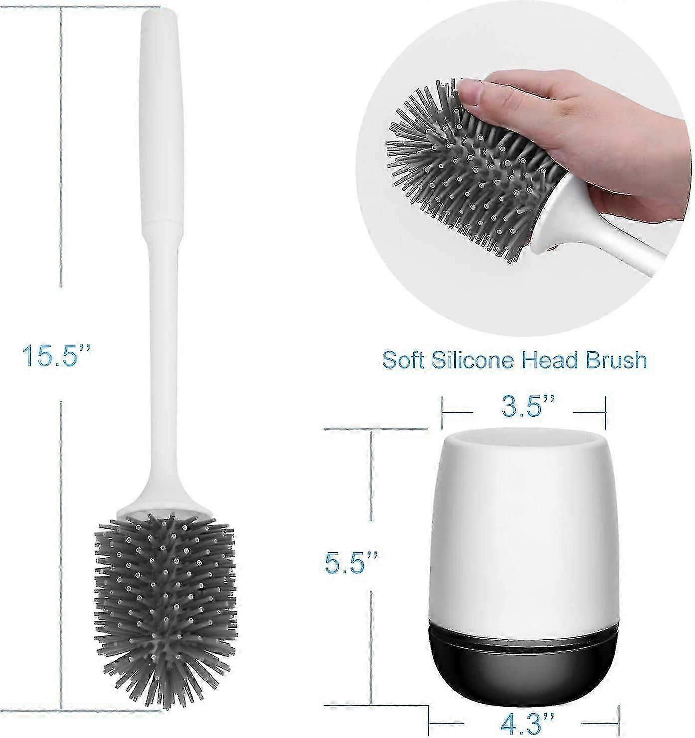 Toilet Brush & Holder Set with Quick Dry Stand