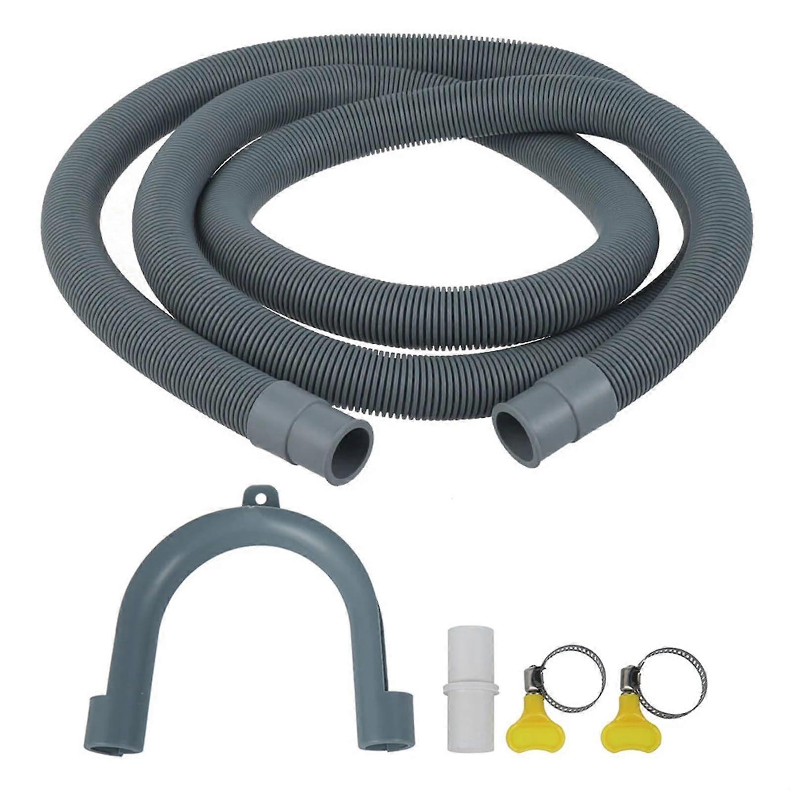 Drain Hose Extension Pipe 2M for Washing Machine and Dishwasher, 6.6ft Flexible Corrugated Waste Drain Hose, Durable and Compatible