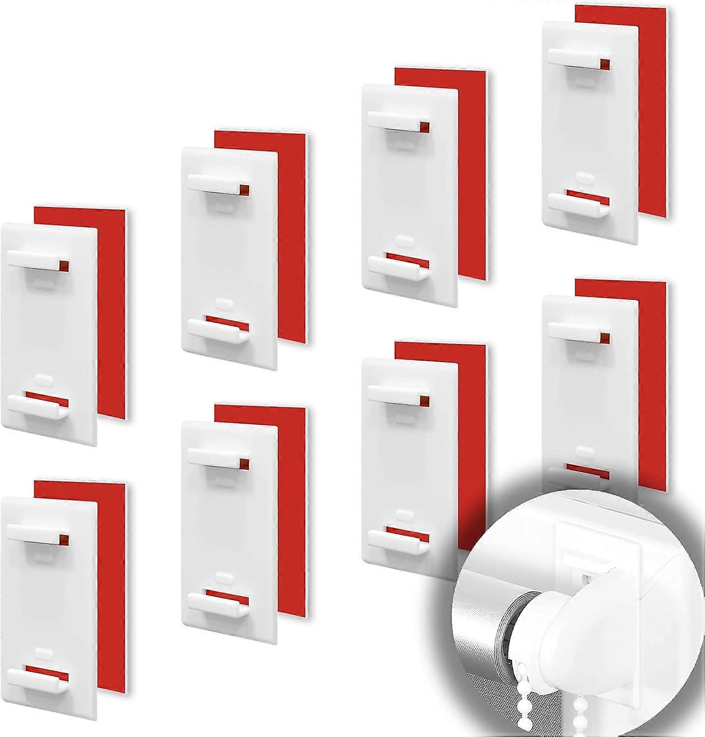 Set of 8 Short Adhesive Brackets for Blinds - Double Blinds - No Drilling - Replacement Accessory for Fixing on Fixed PVC Window - Balcony Door