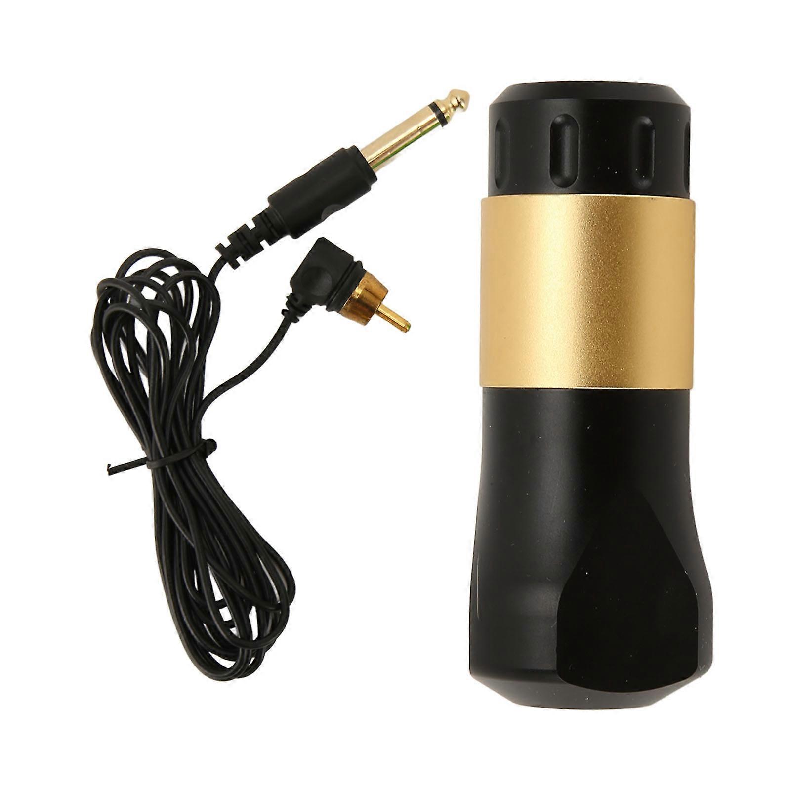 Black and Gold Rotary Tattoo Pen with RCA Clip Cord for Lining and Shading