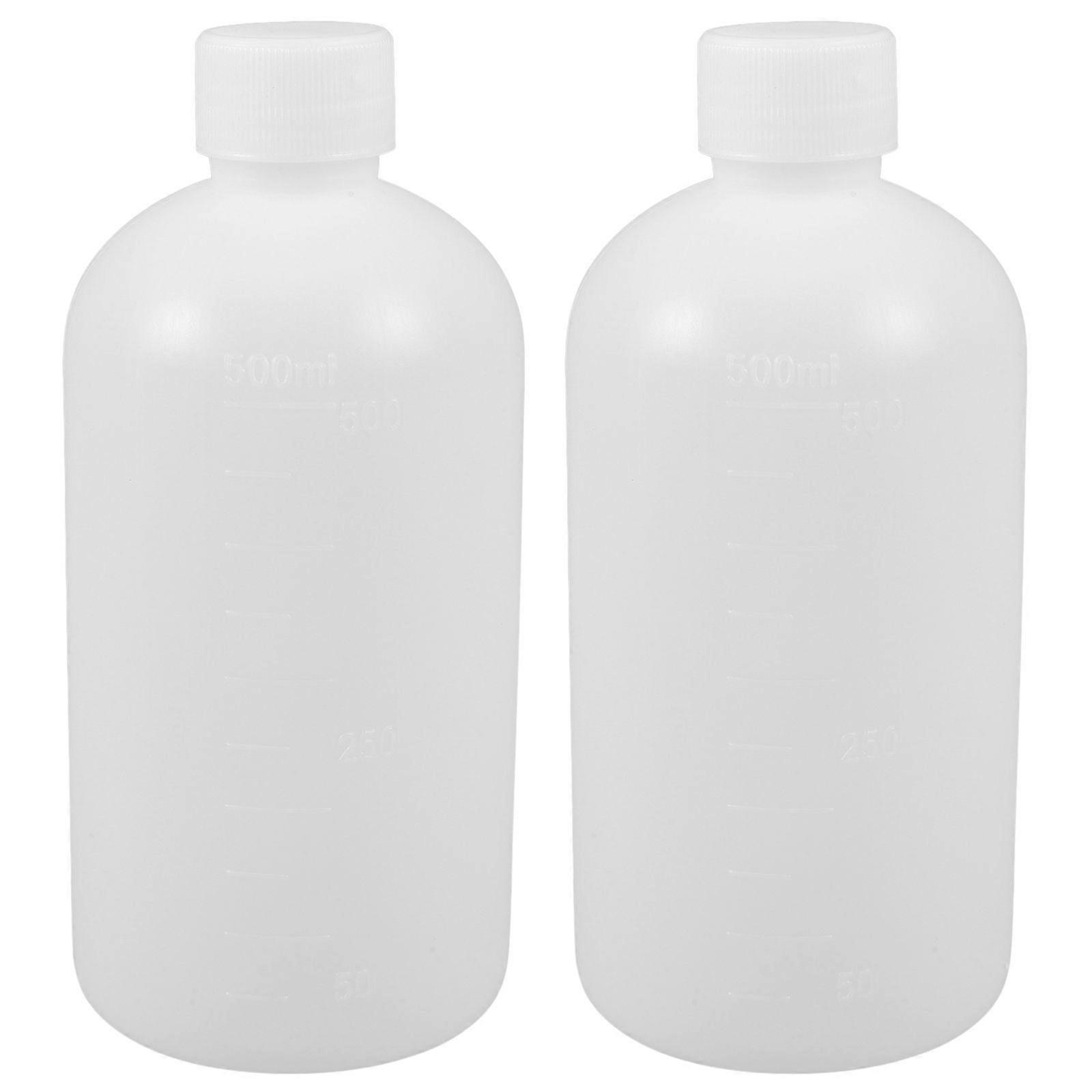 2pcs 500ml Bouteilles de réactif graduées Bouteilles de réactif en plastique Flacons de réactif à bouche étroite