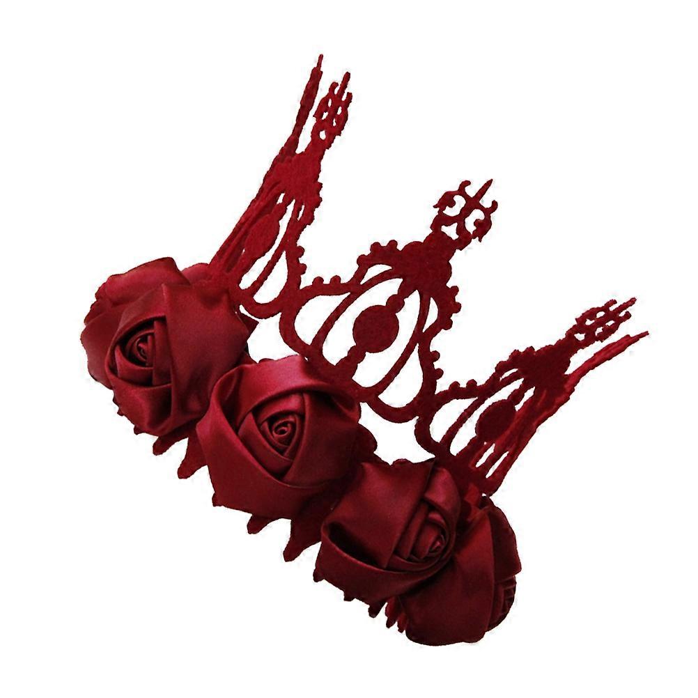 Red Flower Crown Headband Stage Performance Accessory Role Playing Hat 1Set