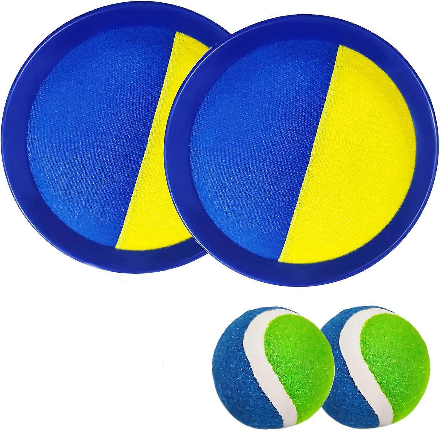 Sticky Ball Paddle Game for Kids - Outdoor Catch and Toss Activity Set for Beach, Backyard or Pool Play, Fun Gift for Boys and Girls Ages 3-12, Blue