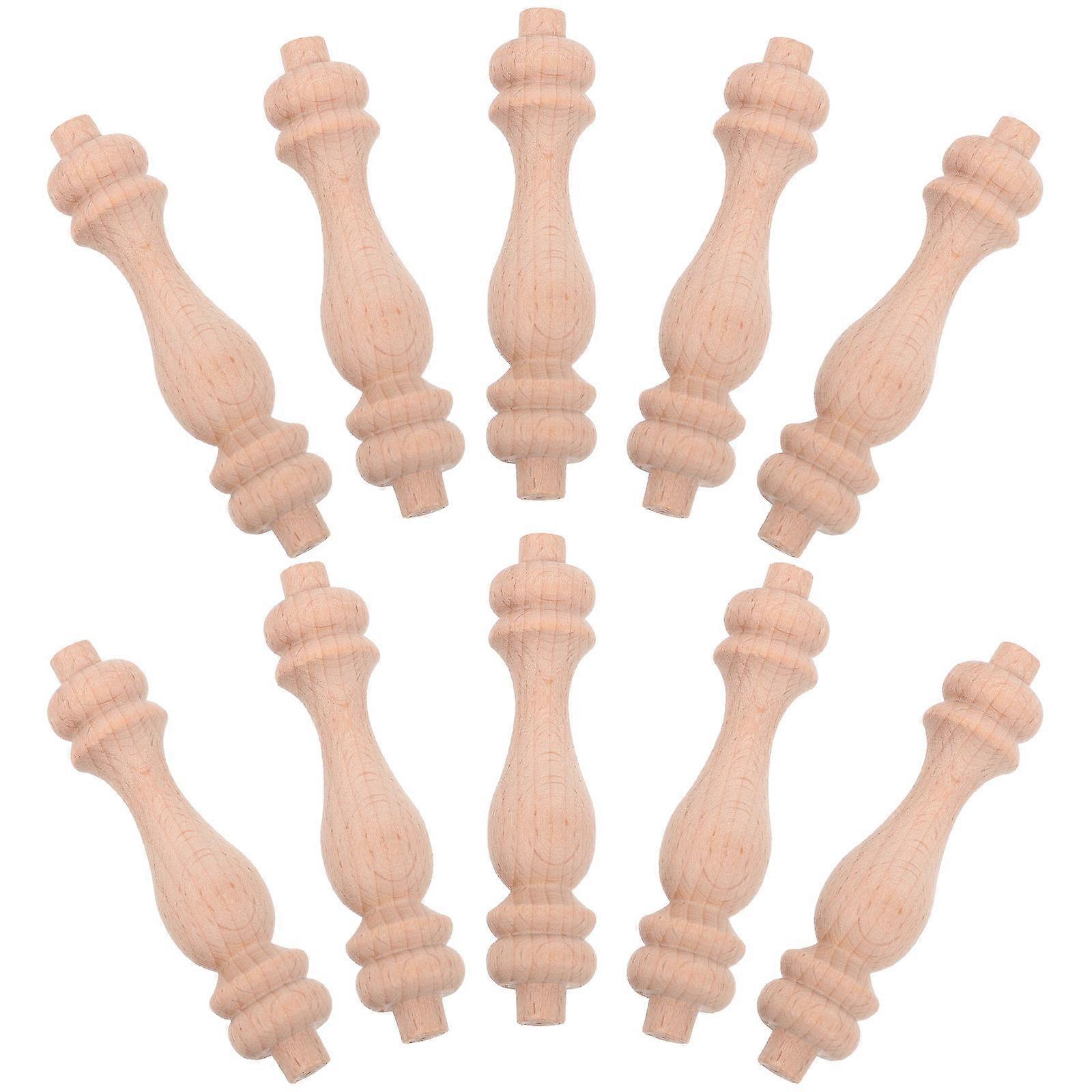 10pcs Beech Wood Decorative Spindles for Home Decor & Craft Projects – Elegant Wooden Balusters for Furniture Repair & Interior Enhancement