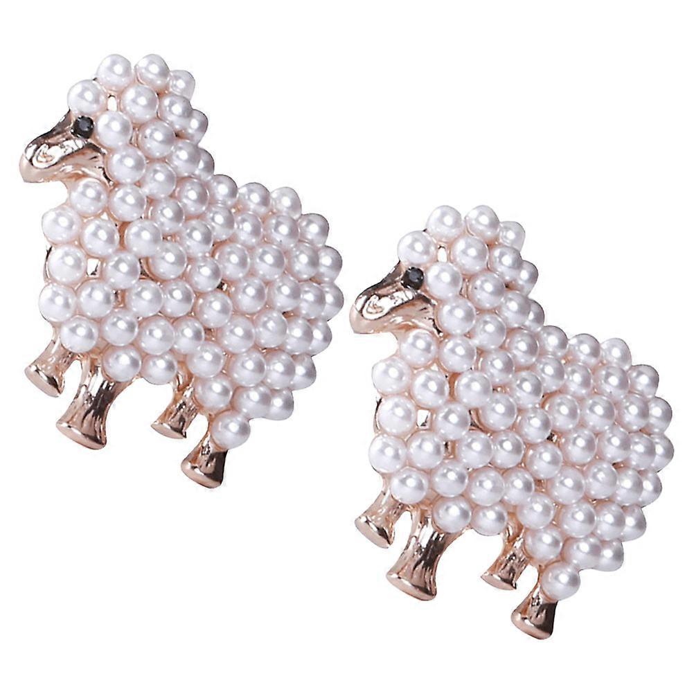 Cute Sheep Brooch Pin with Faux Pearls for Decoration Assorted Color Zinc Alloy and Plastic