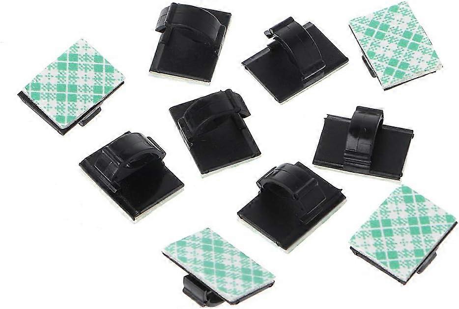 30Pcs Car Wire Clip Black Cable Tie Rectangle Holder Mount Clamp Self-adhesive