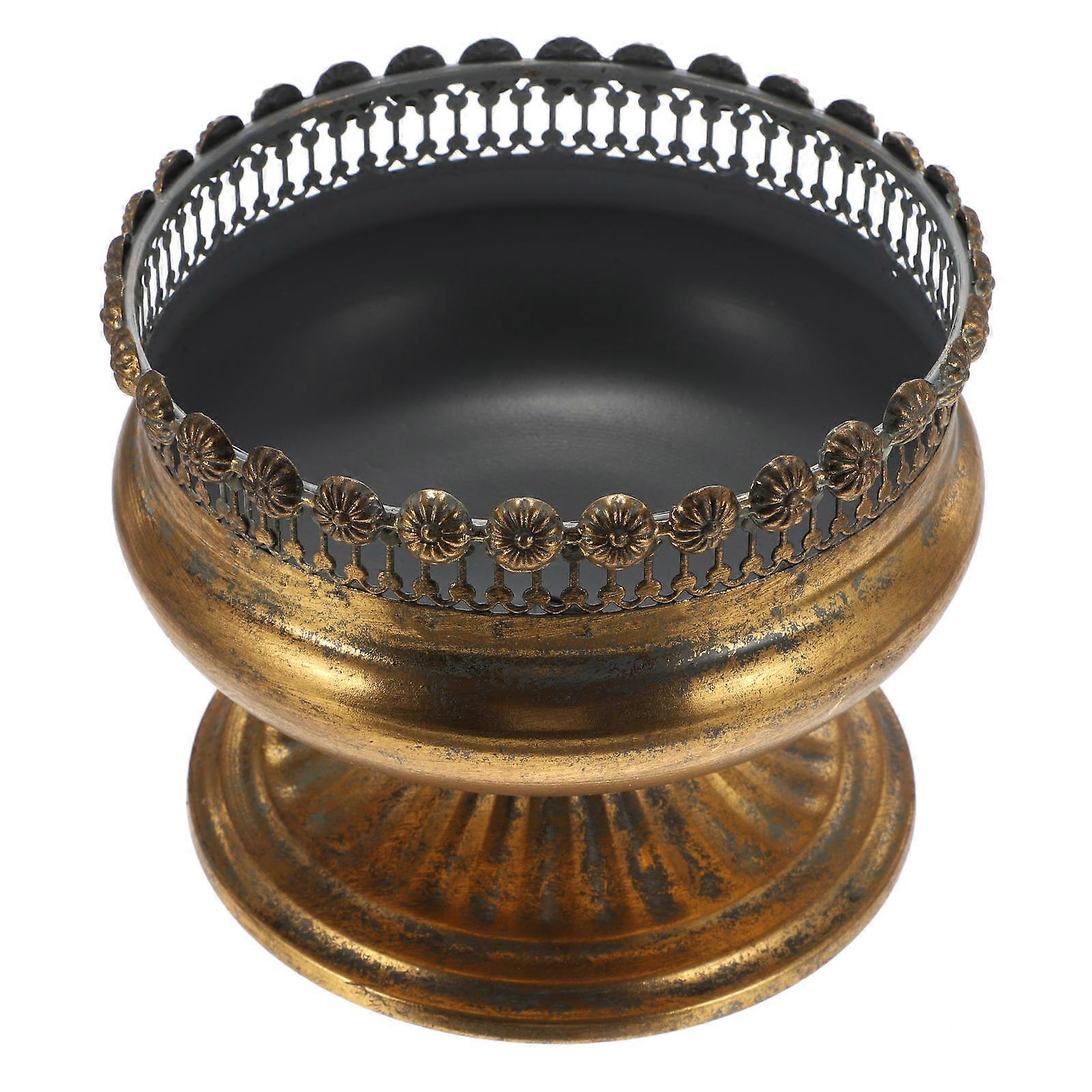 Golden Iron Decorative Flower Pot for Home Storage Use Unique Trophy Design 1pc