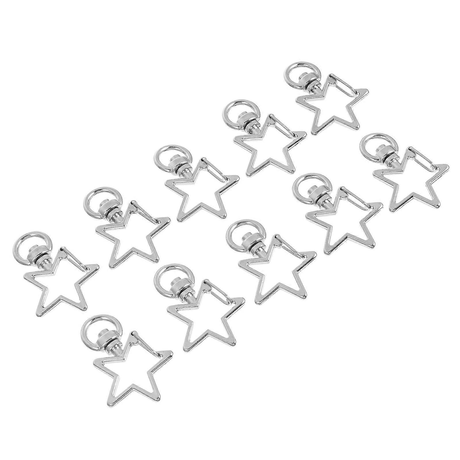 Silver Star Shape Swivel Lobster Clasp Key Rings 40pcs Metal Snap Hooks for DIY Crafts, Handbags, Decorations, and Key Chains
