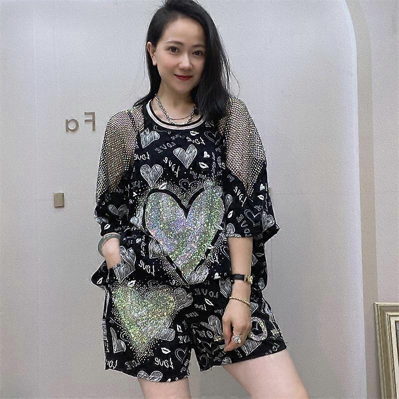 Summer Short Sleeve Shorts Women's Plus Size T-Shirt Shorts Suit