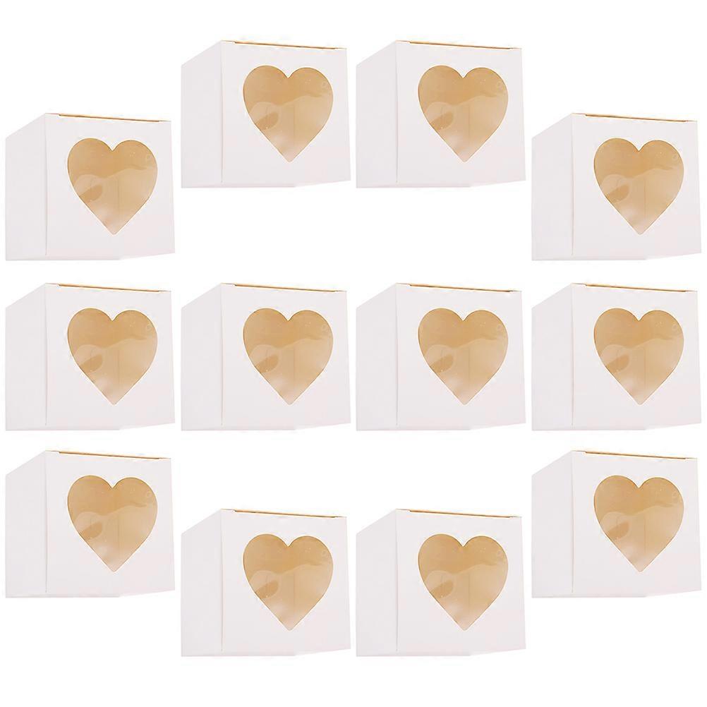 White Paper Dessert Box with Transparent Window for Cupcake Mousse Egg Tart Storage 12 Pieces