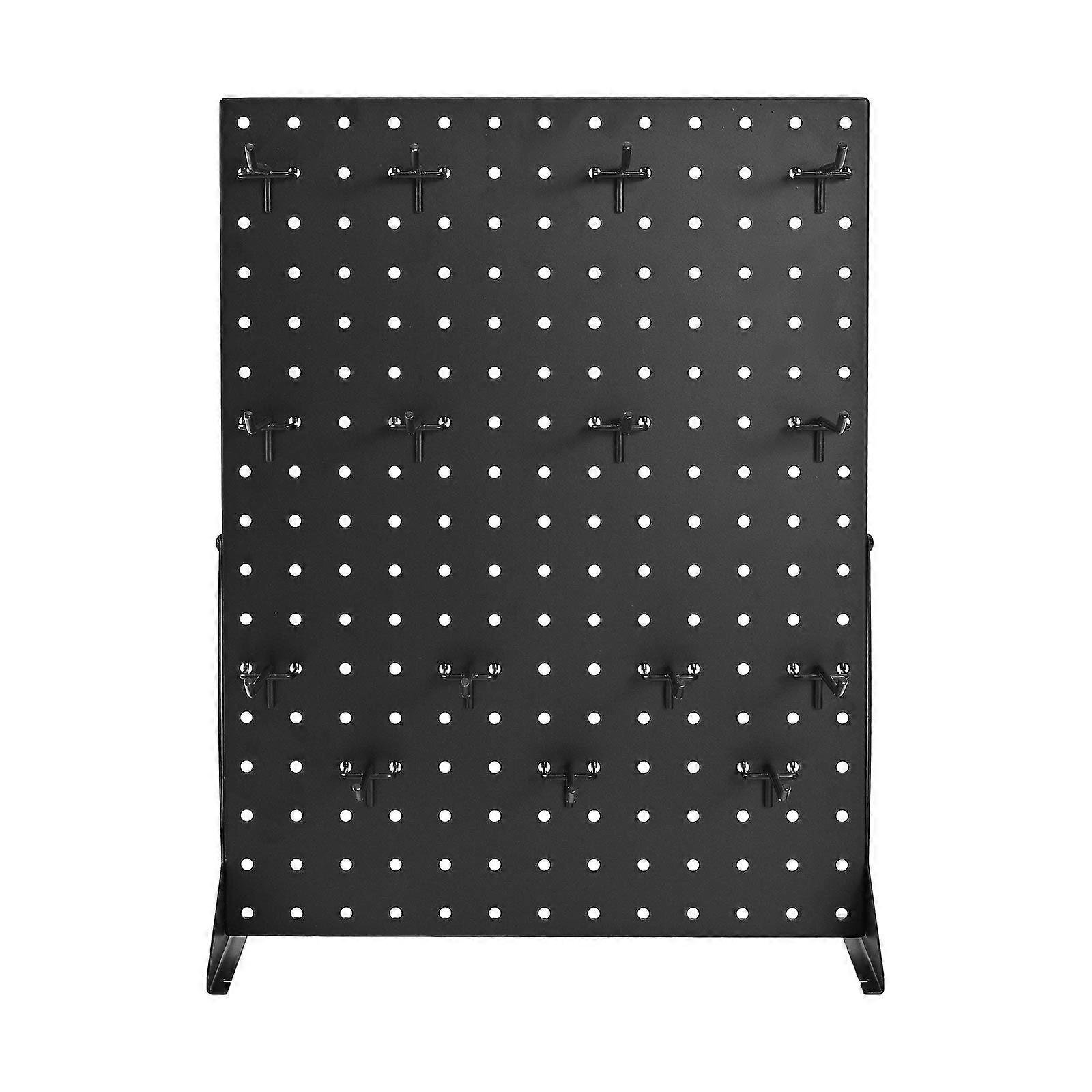 Pegboard Display Stand, 43 x 33 cm με 15 Hooks, Παχιά Ψυχρής Έλασης Χαλύβδινη Σανίδα Μανταλάκι, Μαύρο (1 ΤΜΧ)