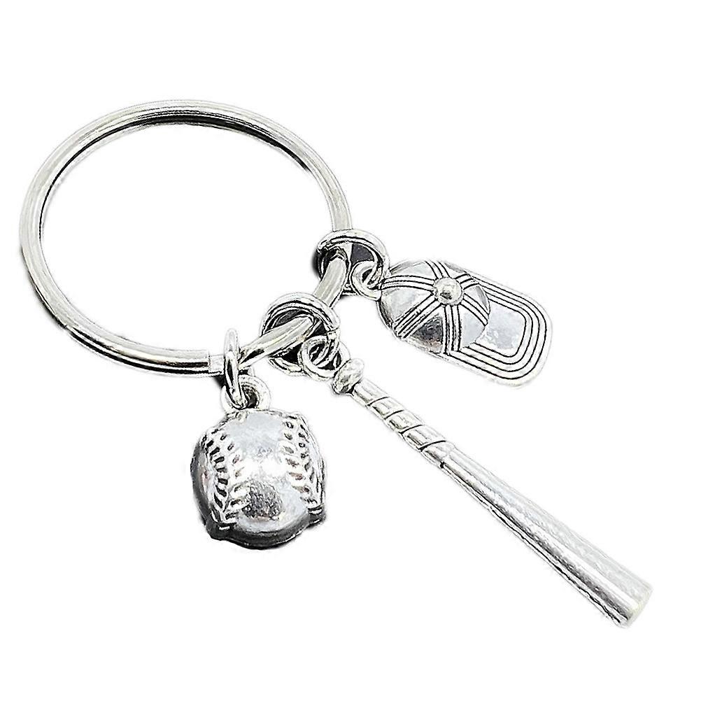 Metal Baseball Keychain with Hat and Bat Design – Lightweight Sports Pendant for Bag Decoration, Stylish Key Ring for Baseball Fans and Daily Use