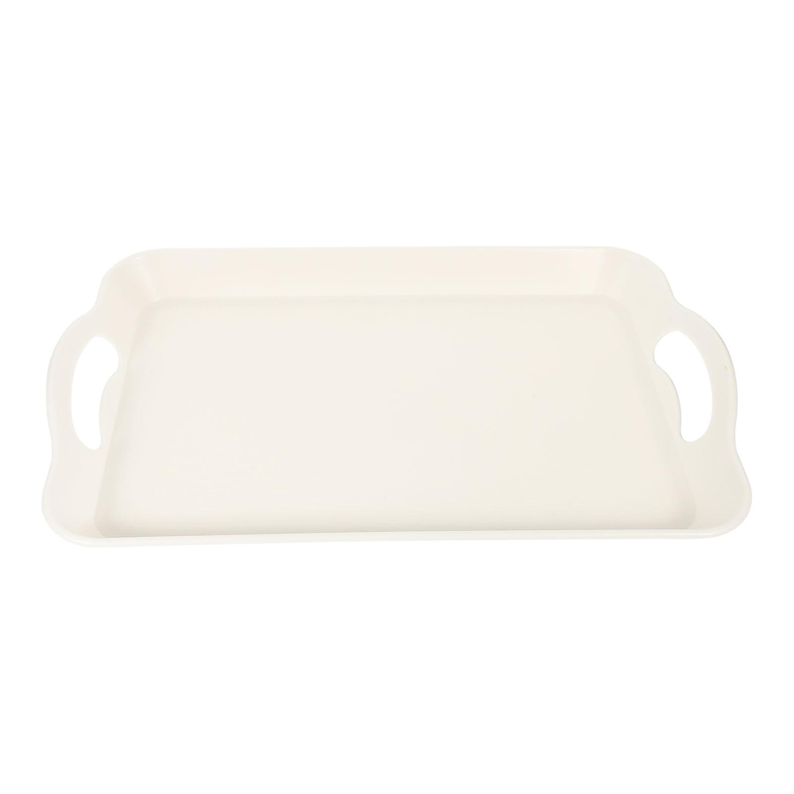 White Food Serving Tray for Storage with Double Handle Perfect for Parties and Home Use