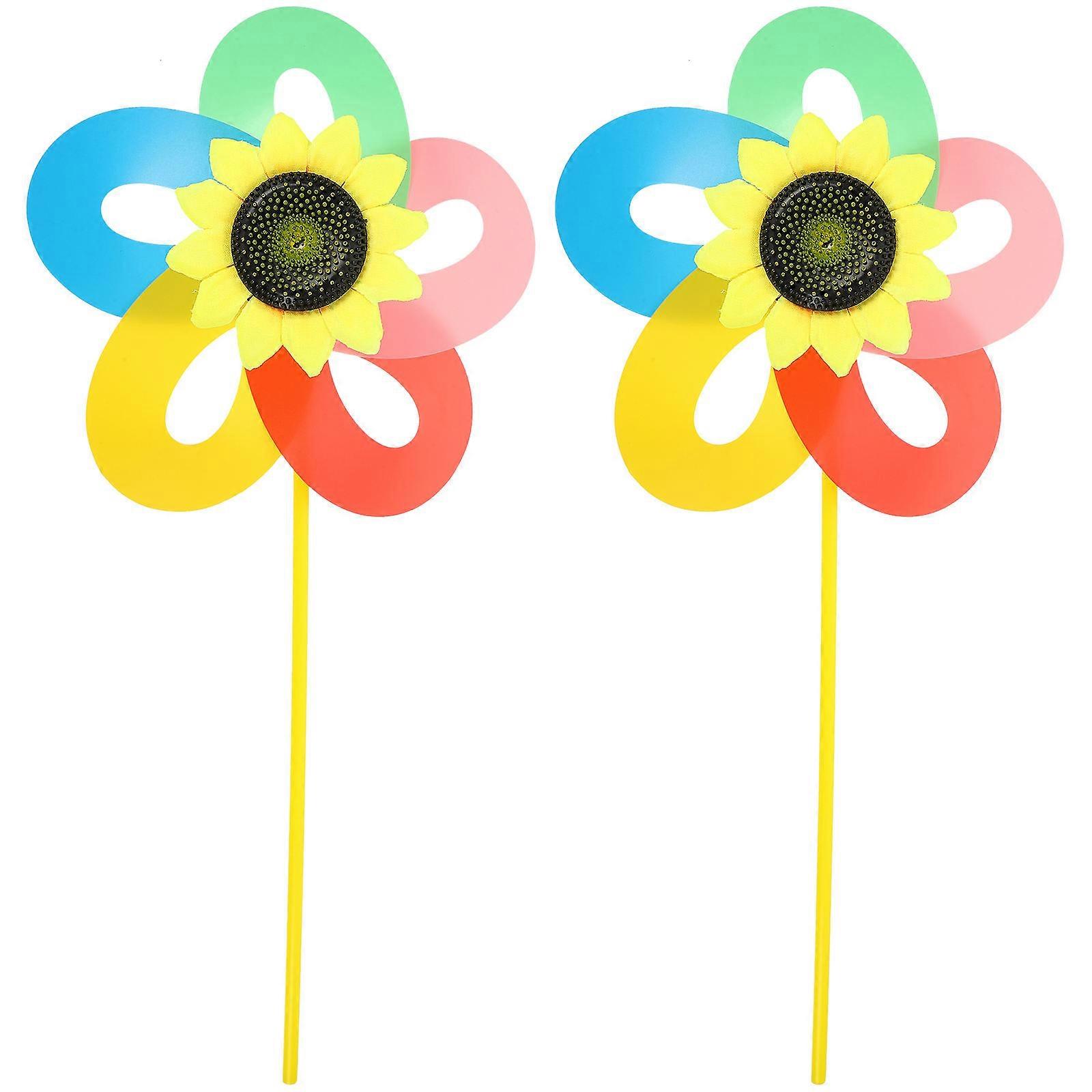 Sunflower Windmill Decoration 2Pcs Spinners Ornaments Outdoor Party Gathering With Colorful Style