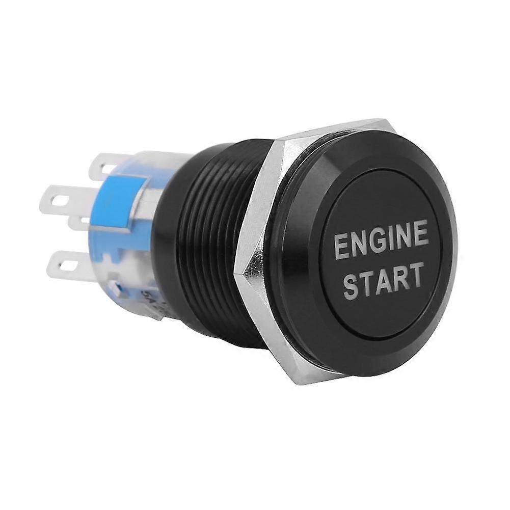 12V Car Engine Start Button LED 19mm Start Button Engine Start Switch Ignition Starter (Black)