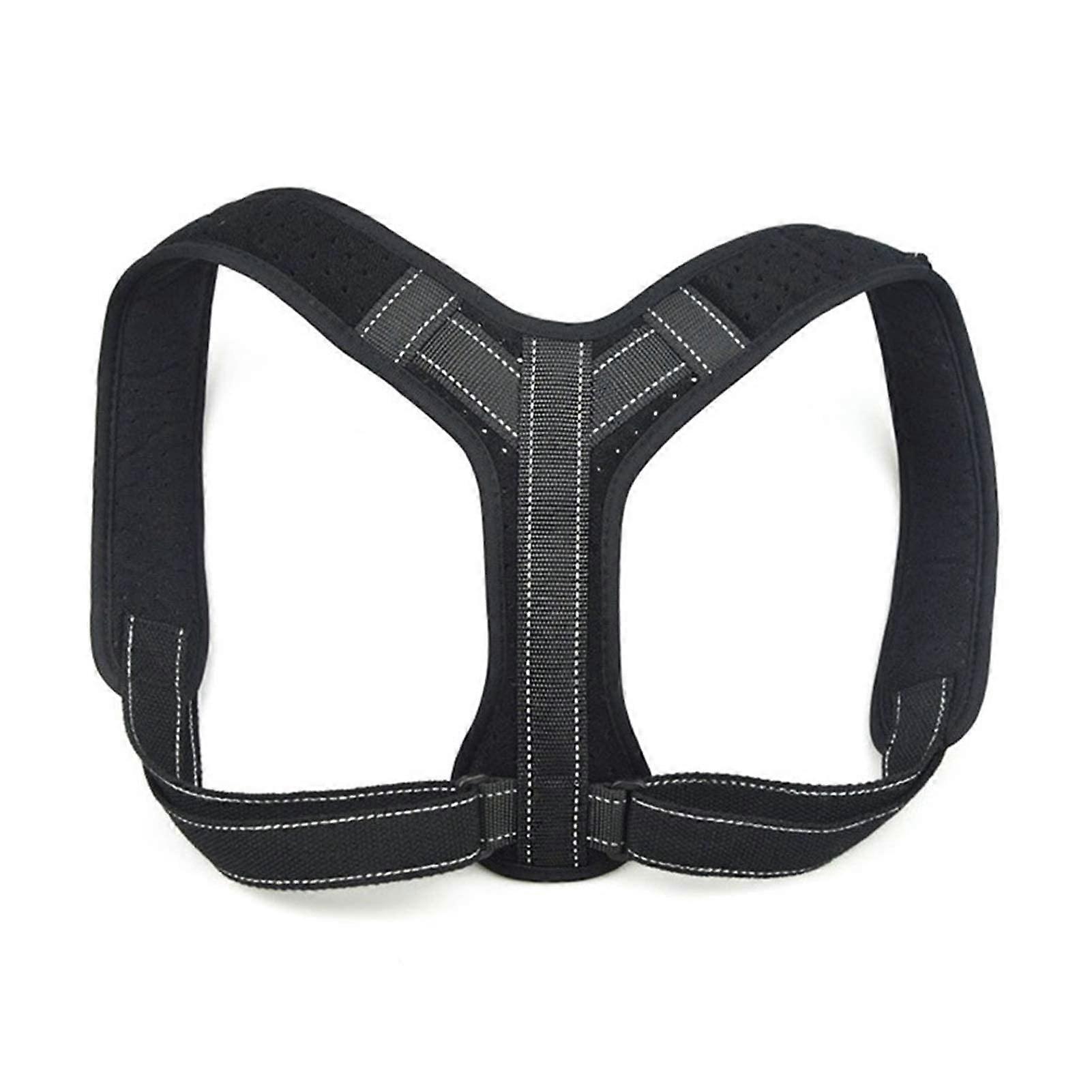 Adjustable Posture Corrector with Reflective Strips, Back Support Belt, Two Cushions, Universal Size for Improved Shoulder Alignment
