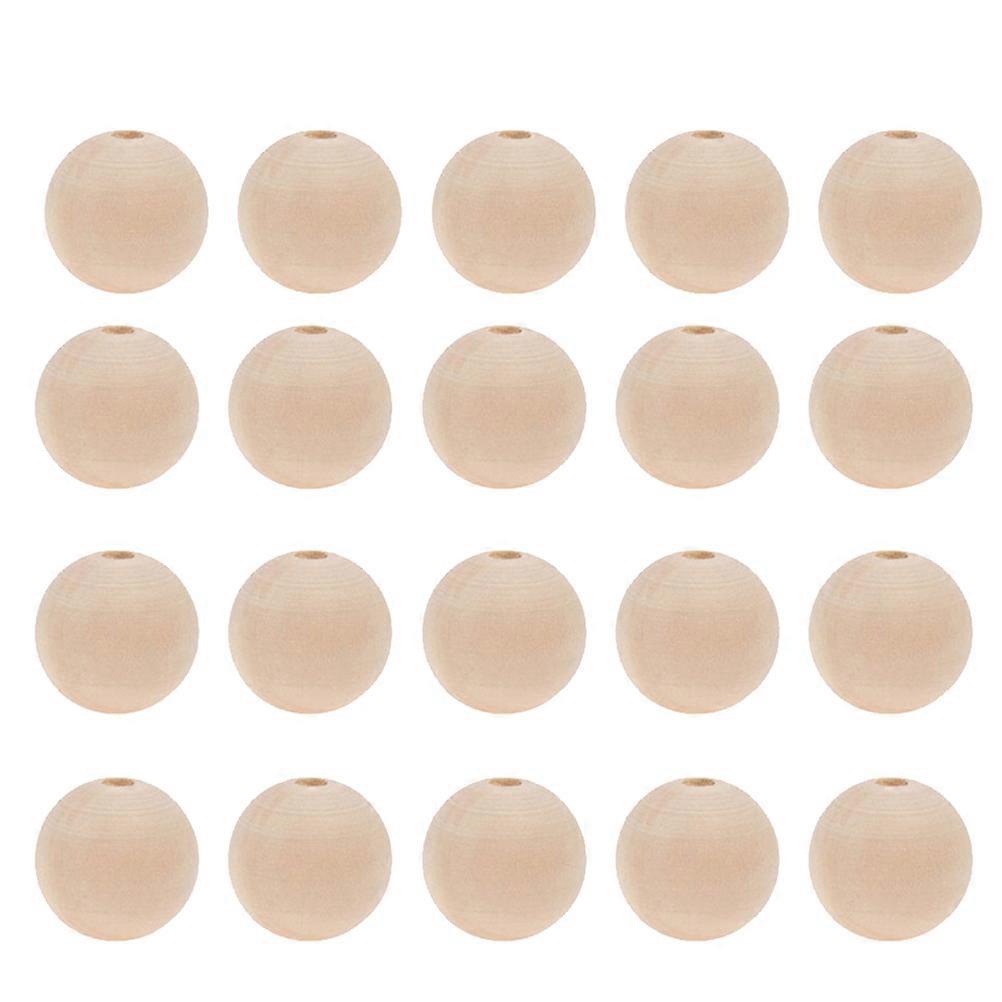 50pcs Round Wood Color Beads Unfinished for DIY Crafts Making