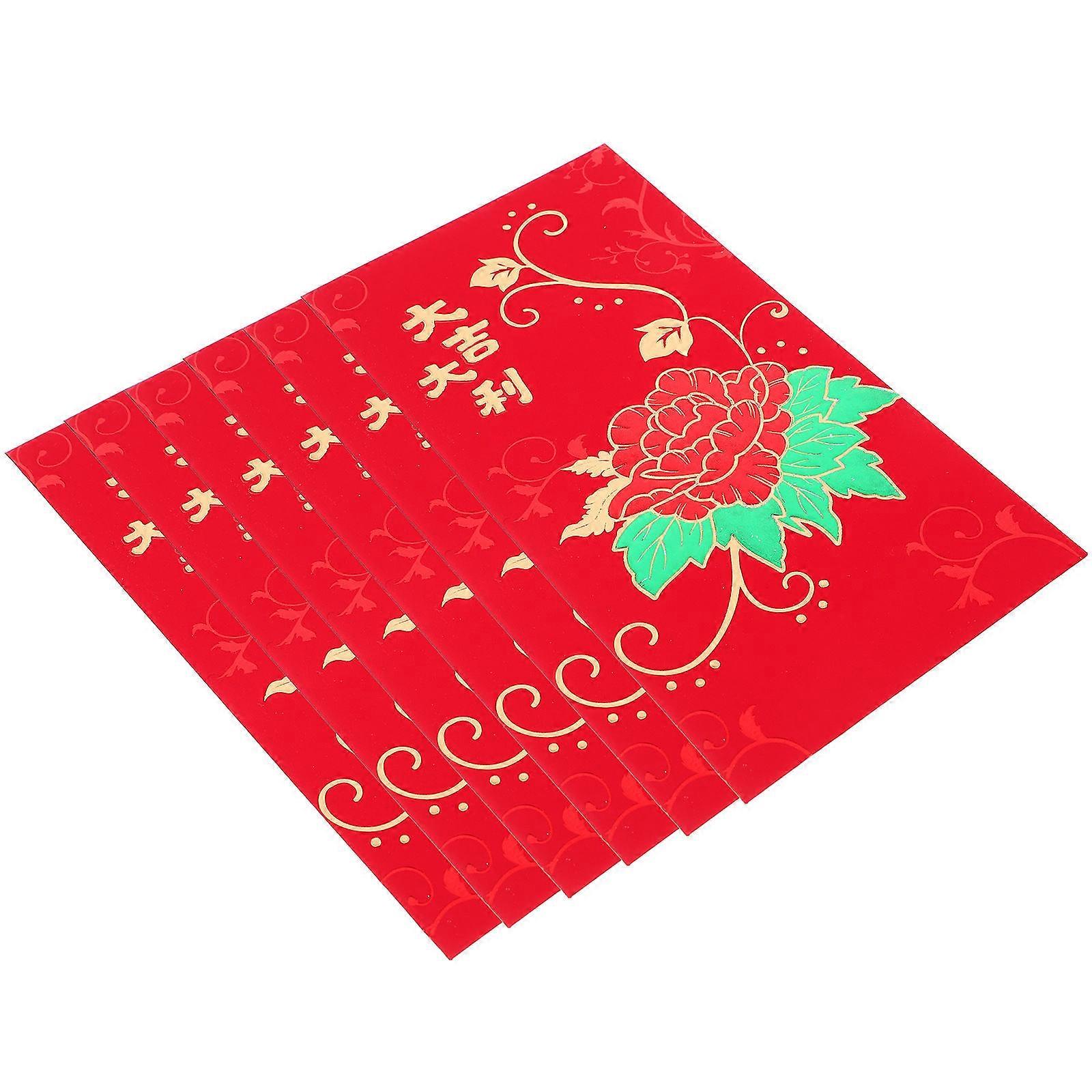 Lunar New Year Gift Bags for Party Decoration Elegant Paper Envelopes Multi Color 6pcs