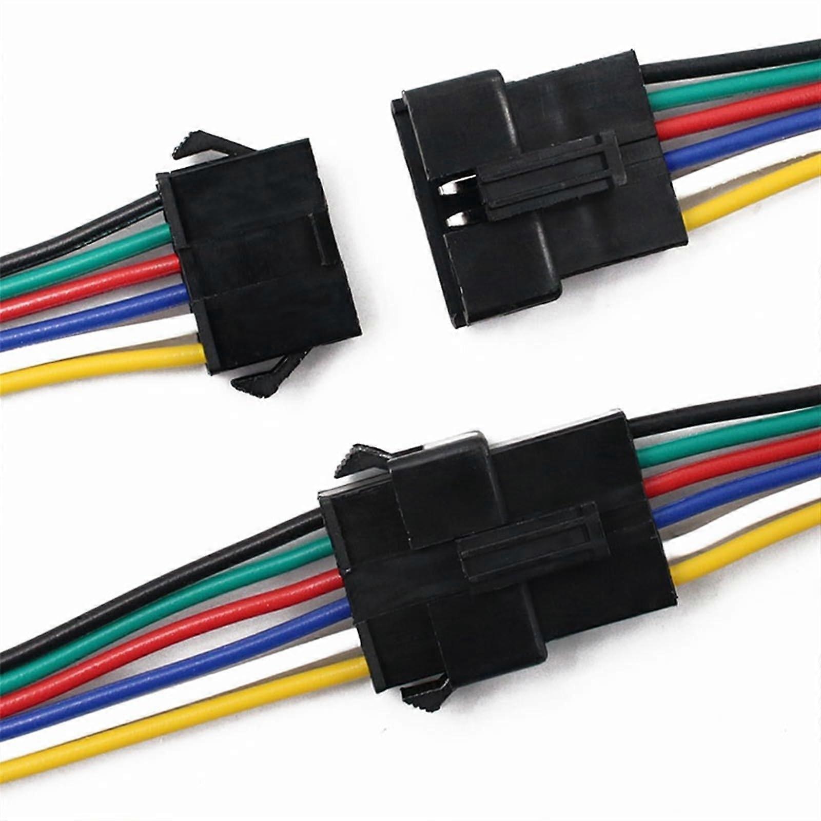 10Pairs 15cm JST SM 2P 3P 4P 5P 6P Socket Plug to Female Wire Plug LED Strip Lamp Driver Connectors Quick Adapter (Size: 5P)