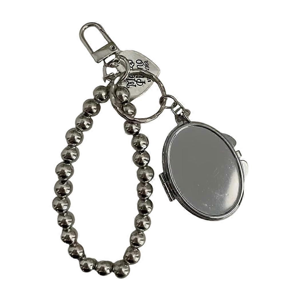 Elegant Key Holder With Oval And Heart Shaped Glass Charm, Fashion Keychain Bag Embellishment For Trendsetters Oval 1
