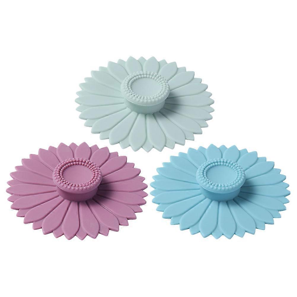 Silicone Mug Covers 3Pcs Assorted Color Reusable Mug Lids Featuring Sunflower Design for Cups