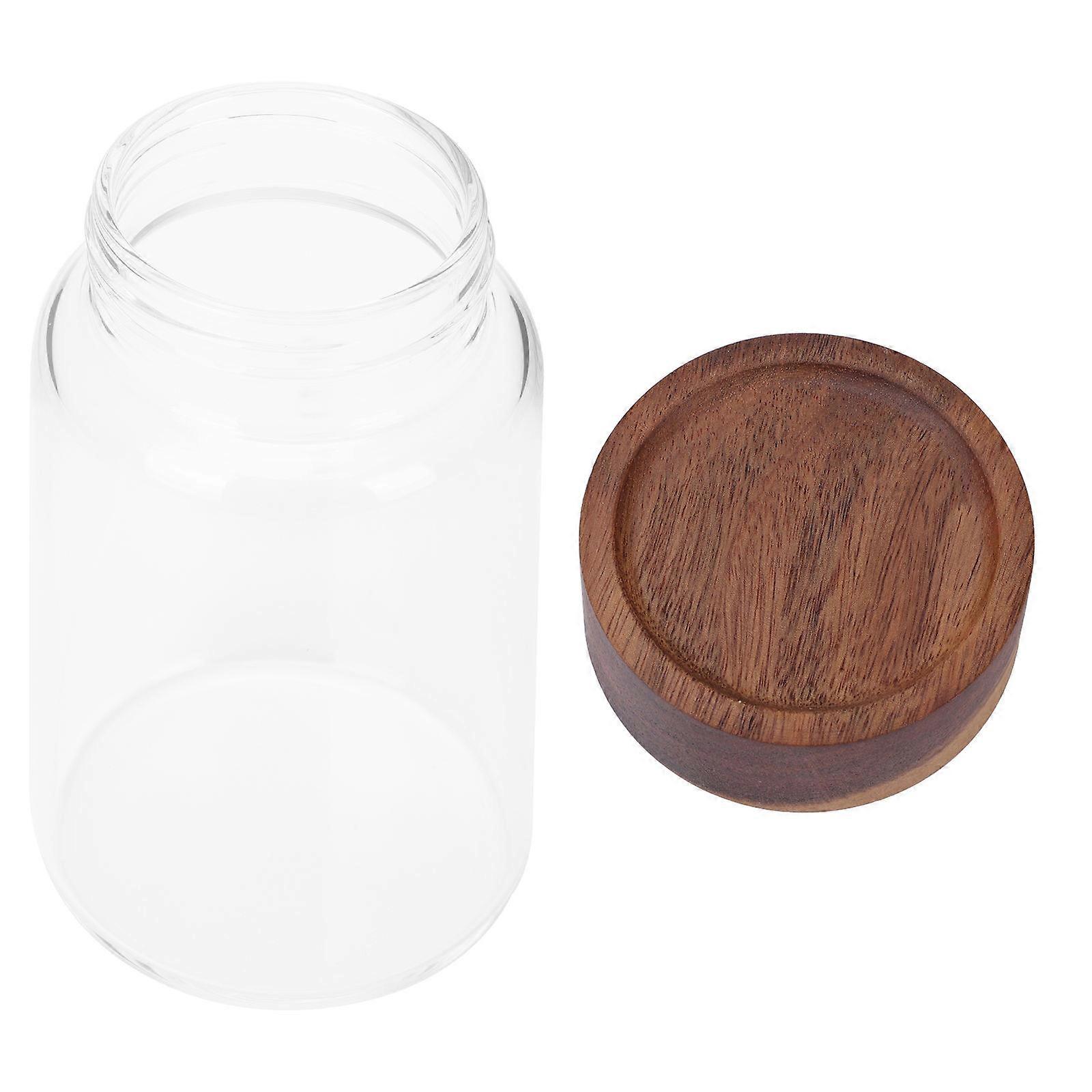 Sealed Glass Canister Designed For Adult Use Milk Powder Storage 210ml With Wooden Lid 1pc